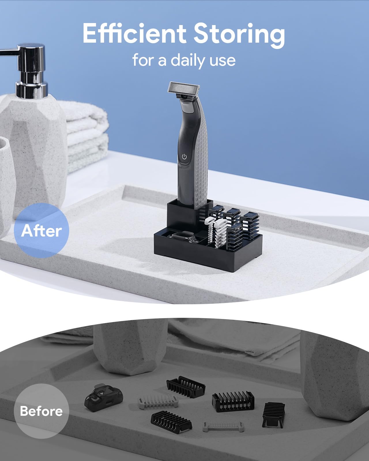 Guide Guards with Stand—1/2/3/5mm, Skin & Body Combs Replacement Fit for O Blade QP2724, QP2834, QP25XX, QP26XX, QP65XX, QP66XX Pro Series, Premium Guards with a Reliable Base (6PC+Stand)