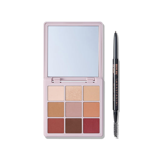 Anastasia Beverly Hills Mini Modern Renaissance Set - Essential Romance Eye Kit with 9 High-Pigment Berry Tones and Volumizing Mascara - Dark Brown