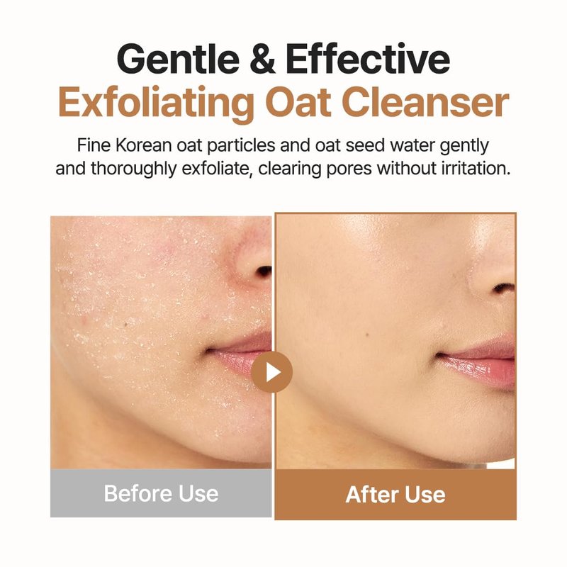Purito Oat Exfoliating Facial Polish Cleanser - Hydrating Daily Face Wash with Gentle Scrub | 5.07 fl. oz Vegan Skin Care