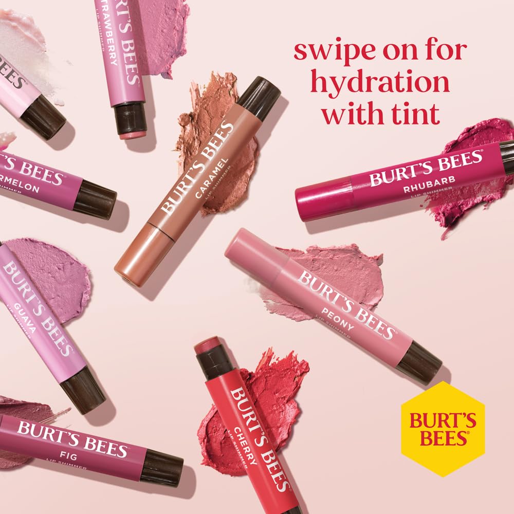 Burt's Bees Lip Shimmer - 100% Natural Moisturizing Lip Color in Plum | 1 Tube