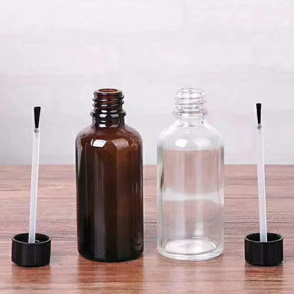 4 Pcs 20ml Empty Refillable Nail Polish Bottles Transparent Glass Nail Varnish Bottles Containers with Brush Cap for Nail Art (20 ml)