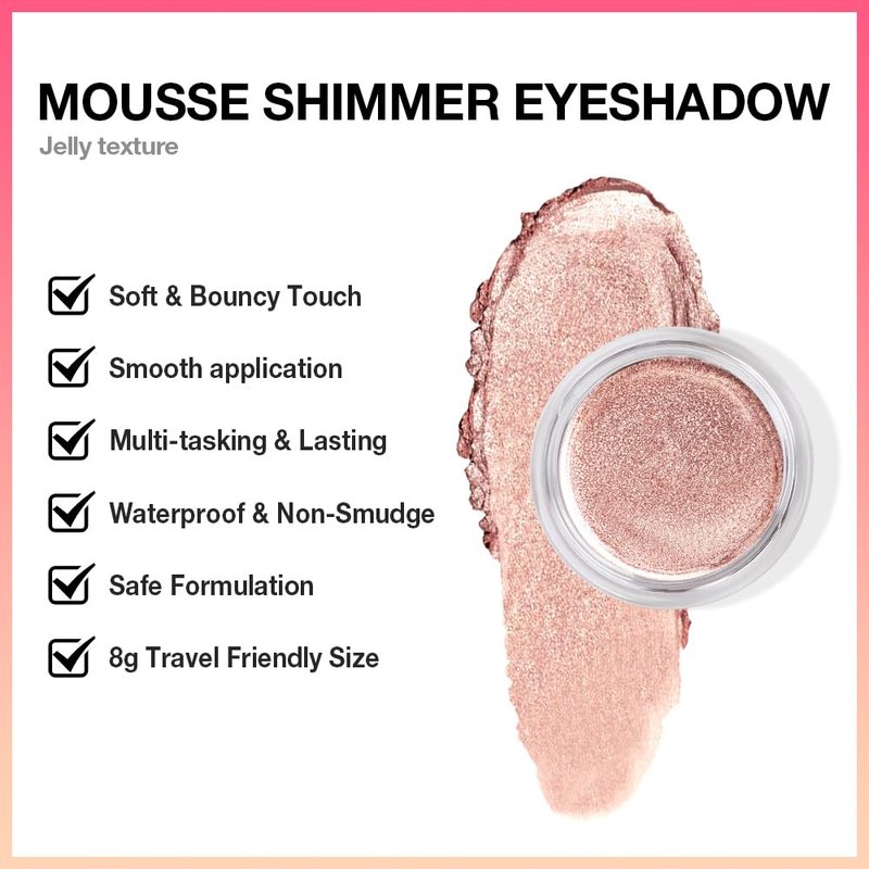 Champagne Glow Cream Shimmer Eyeshadow | Waterproof Beige Pearl Glitter for Natural & Soft Glam Makeup 8g
