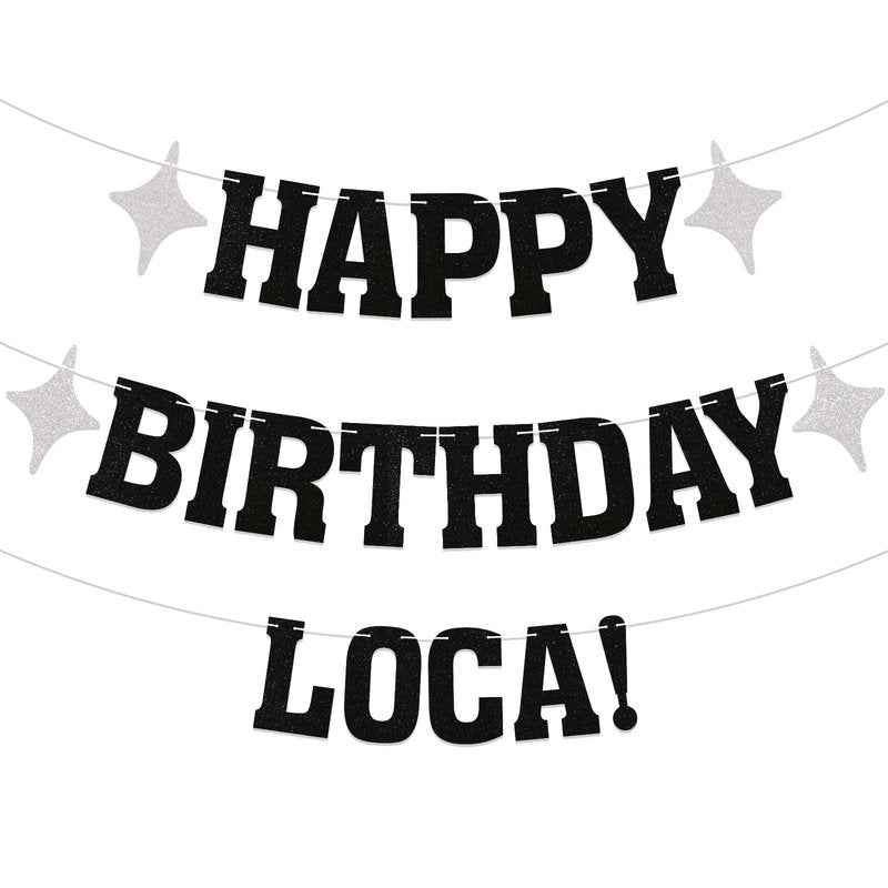 Happy Birthday Loca Banner Vampire Birthday Party Decorations Funny Birthday Party Decorations for Her 18th, 21st, 25th 30th Birthday Party Banner Black Glitter
