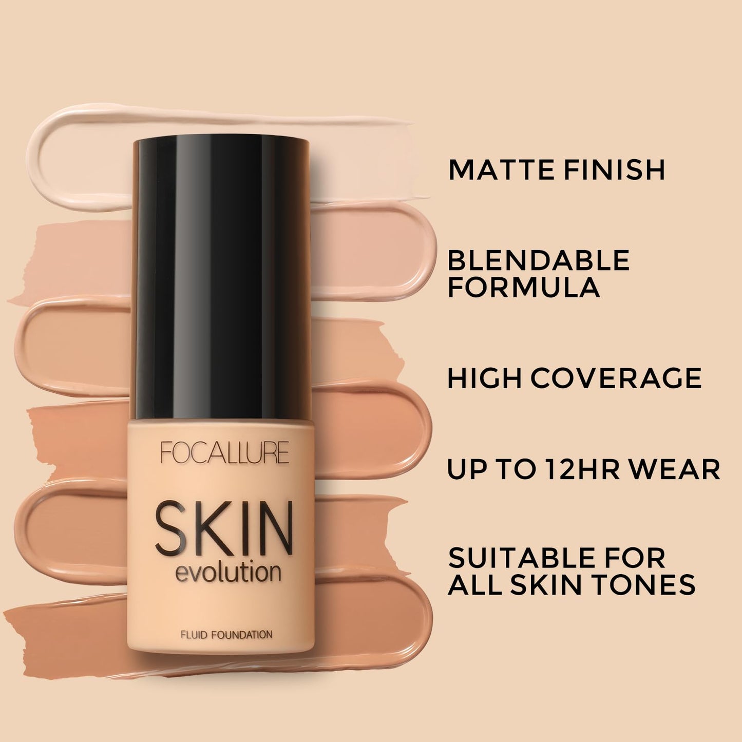 FOCALLURE 2 Pcs Liquid Foundation, Skin Evolution Foundation + Concealer, Full Coverage Foundation Makeup, Durable, Waterproof, Oil-Control, Hides Wrinkles & Lines, Warm Ivory
