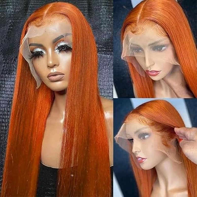 Ginger Lace Front Wigs Human Hair 13x4 Straight Wigs Pre Plucked 180 Density Human Hair Wigs For Black Women 28 Inch