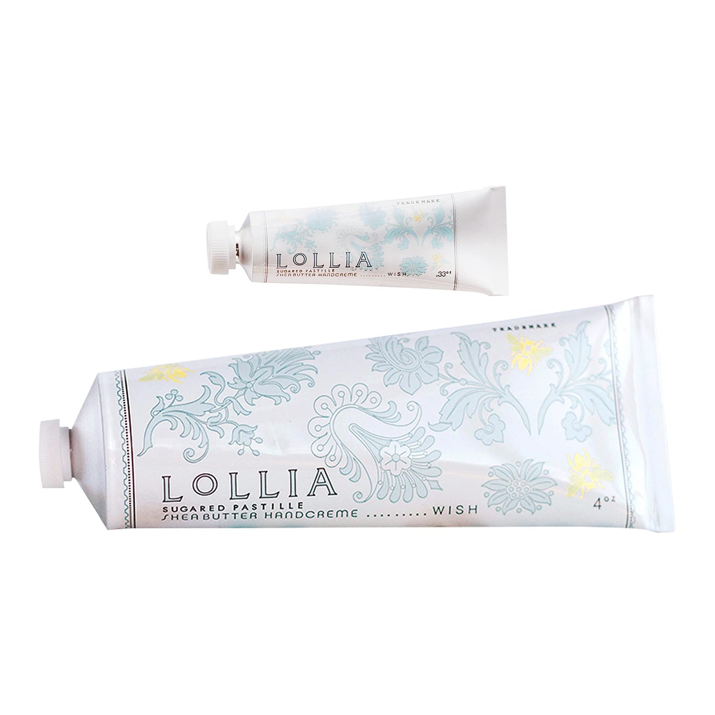 LOLLIA Wish No. 22 Handcreme Bundle, .33 oz. & 4 oz. – Sugared Pastille – Scented Hand Cream for Women, Moisturizing Hand Lotion for Dry Hands, Shea Butter & Cocoa Butter, Quick Absorbing Lotion