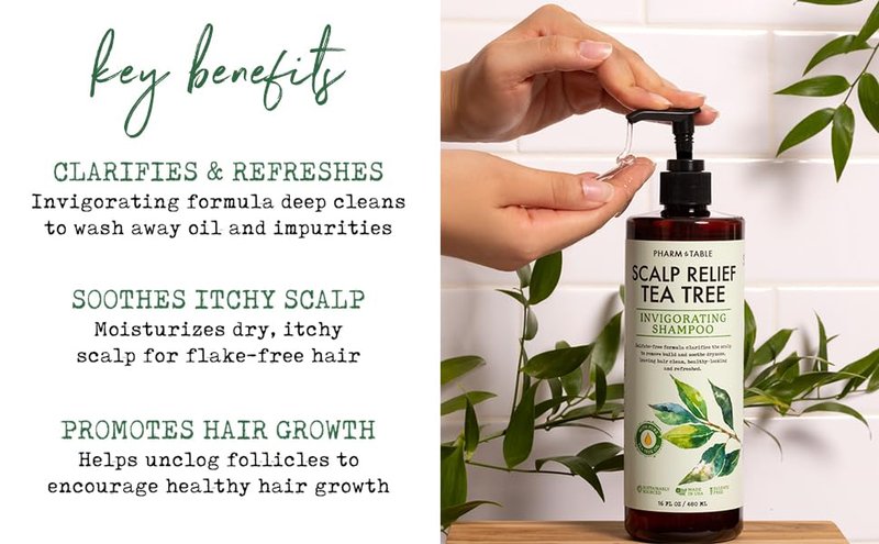 Tea Tree Shampoo for Men & Women - Deep Cleansing Sulfate-Free Formula | Relieves Dry Itchy Scalp, Infused with Biotin & Vitamin E, 16.2oz