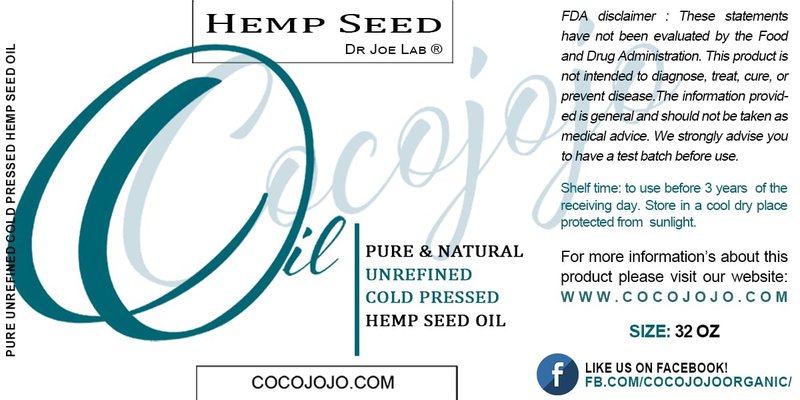 cocojojo Hemp Seed Oil - Pure, Unrefined, Cold Pressed, Undiluted, Raw, Vegan, Non GMO, Bulk Carrier Oil - 32 oz - 1 Quart - Extra Virgin, DIY, Soap, Essential Oils, Formulas