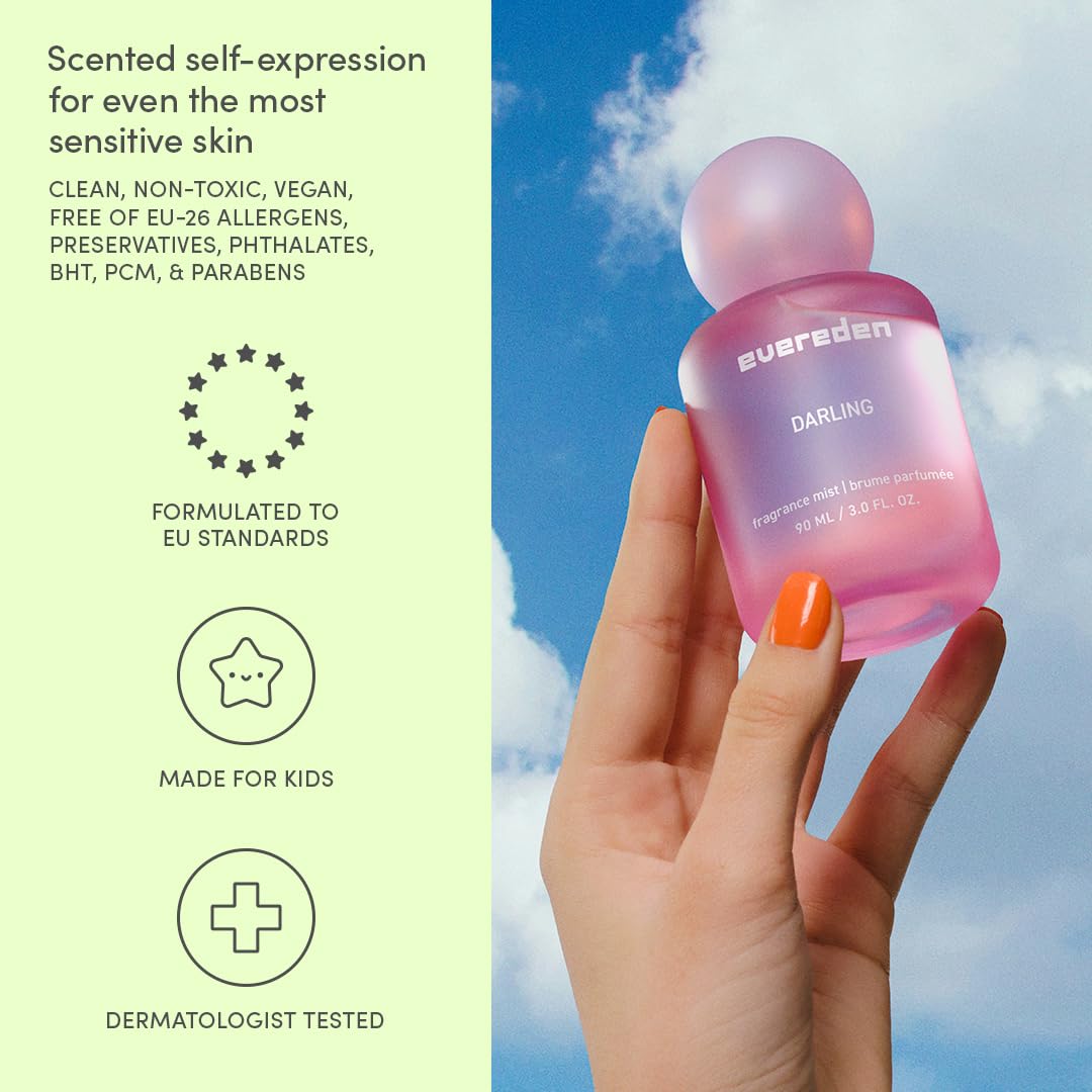 Evereden Fragrance Hair and Body Mist - Darling: Clean and Vegan Collectible Hair and Body Spray for Teen Girls - Amplify Your Self Expression with Iconic Scents in Aesthetic Bottles