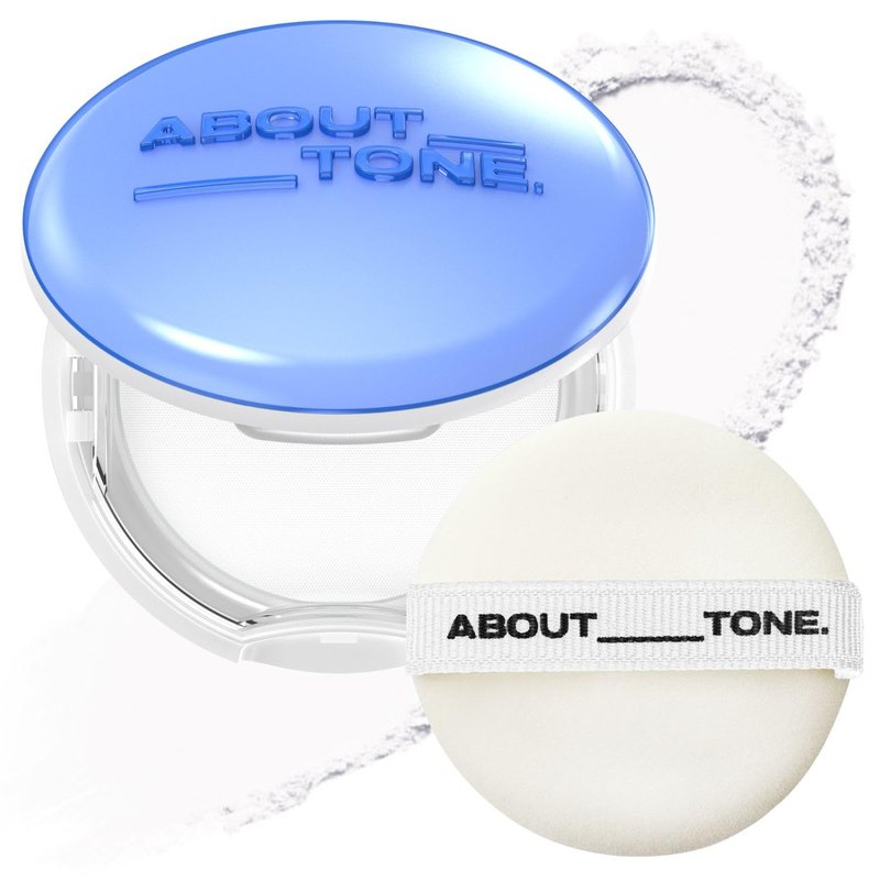ABOUT TONE Powder Pact - Pressed Powder Compact with Mirror and Puff Makeup Fixing Setting Natural Blur Semi-Matte Finish Transparent Face Tone-Up Oil & Sebum Control Vegan (AIR FIT POWDER PACT)