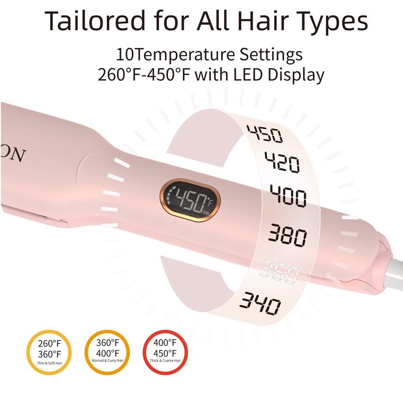 Flat Iron Hair Straightener – 1.7”Wide Ceramic Plate with Negative Ionic Technology, Digital Temp Control & Dual Voltage for Curly/Thick/Coily Hair