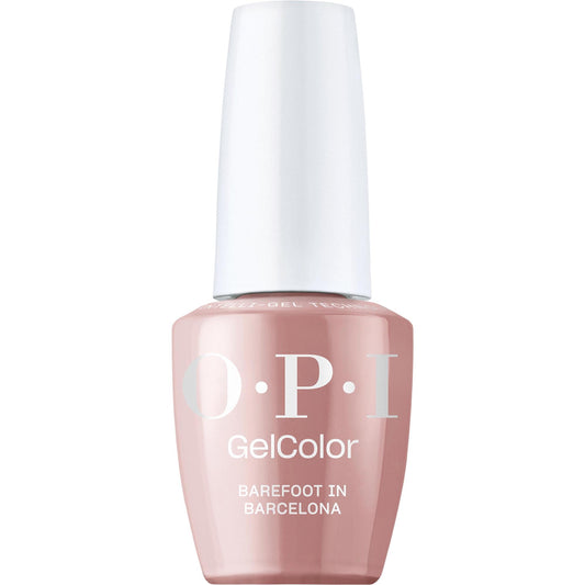 OPI GelColor Barefoot in Barcelona | Opaque Dark Warm Nude Crème LED Cure Gel Nail Polish | Salon-Quality Shine, Long-Lasting Wear | Vegan & HEMA Free | 0.5 Fl Oz