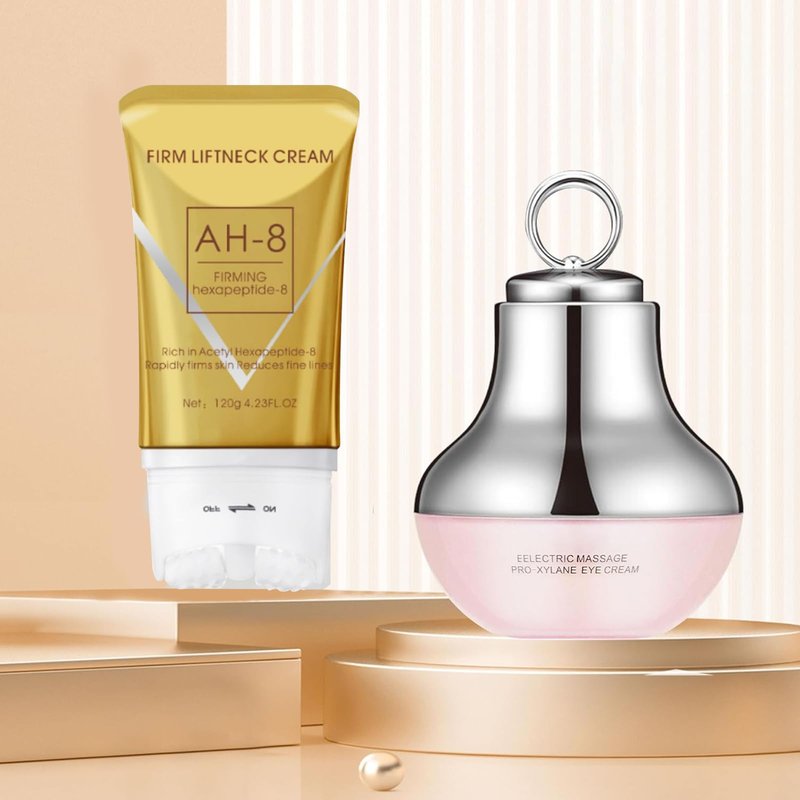 BNCHI AH-8 Firming Neck Cream & Electric Massage Eye Cream Bundle, Revitalizing Smooth of Eye Fine Lines, Eye & Neck Treatment, Lift Crepey Anti-Wrinkle, Deep Hydration Skincare Skin Moisturizer
