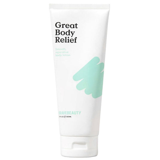 KraveBeauty Great Body Relief 24 Hour Moisture and Skin Barrier Repair Body Lotion for Dry or Sensitive Skin, Lightweight Cream Body Moisturizer with Ceramides, Fragrance Free, 200 mL