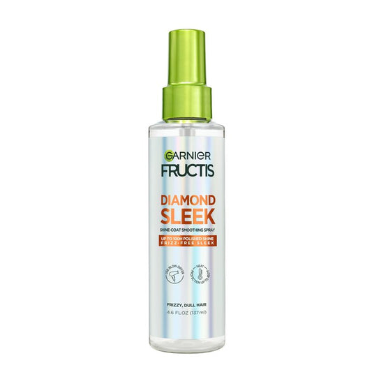 Garnier Fructis Diamond Sleek Hair Shine Spray, Up to 100-Hour Frizz Control, Heat Protectant up to 450°F with Vegan Keratin Smoothing Complex and Argan Oil for Frizzy, Dry, Dull Hair, 4.6 Fl Oz
