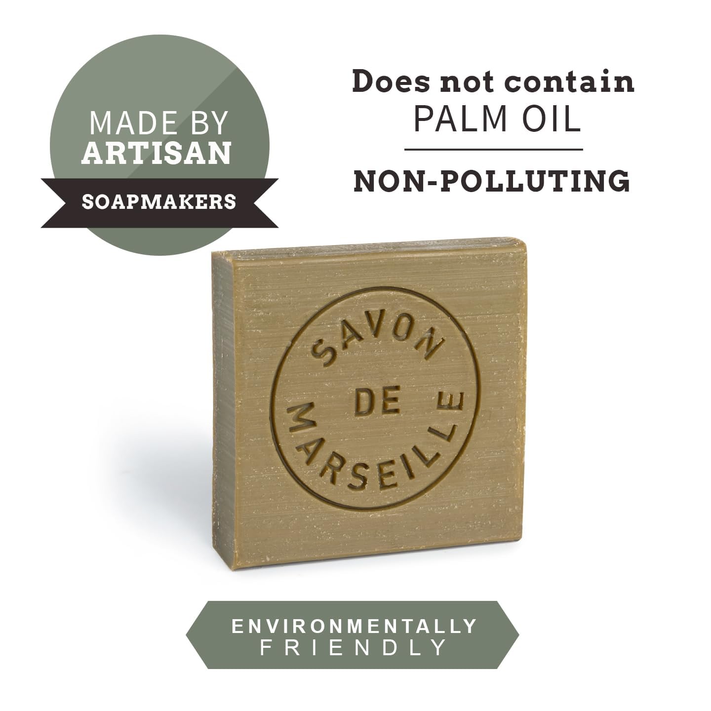 Fer à Cheval Pure Olive Savon De Marseille Soap Bar Sliced Cubes, Natural French Olive Oil Soap Bar Slices, Multi-Purpose Marseille Soap, 4x65 g/2.29 oz | 2 Pack