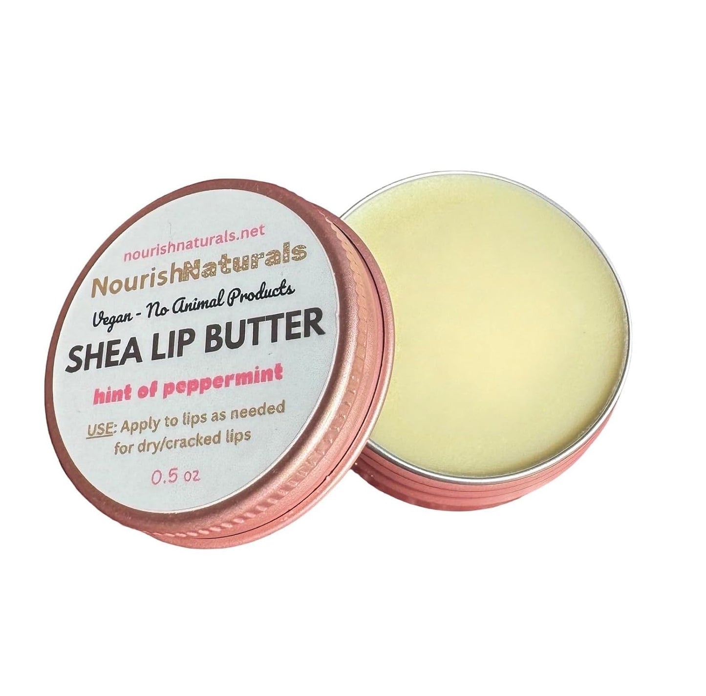 Shea Lip Butter - All-Natural Vegan Lip Balm for Long-Lasting Hydration | Pack of 3, Travel-Sized with Peppermint Oil