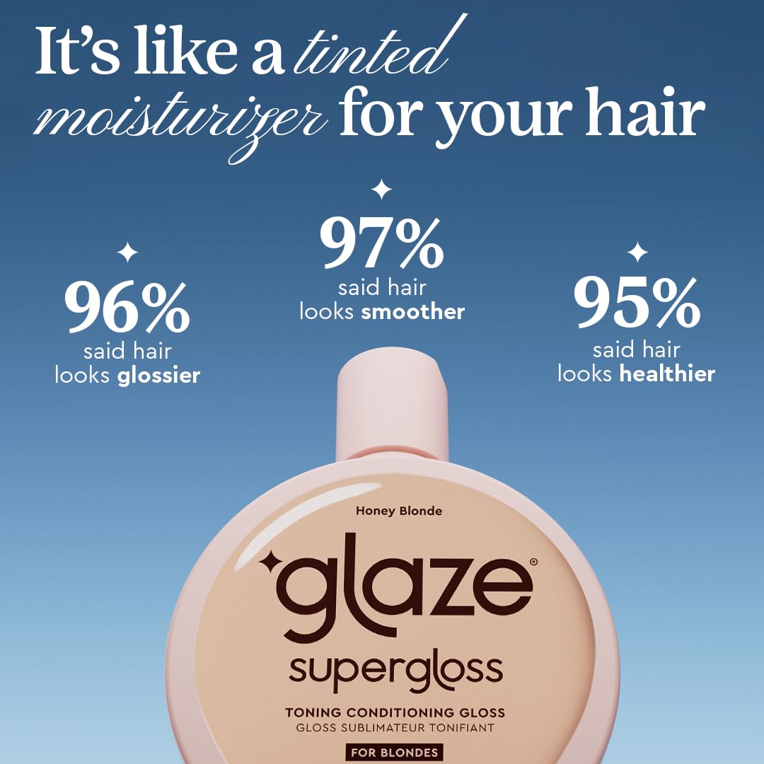 Glaze Super Gloss Color Conditioning Gloss - Honey Blonde | Rinse-Out Semi-Permanent Hair Treatment for Medium to Dark Blonde Hair