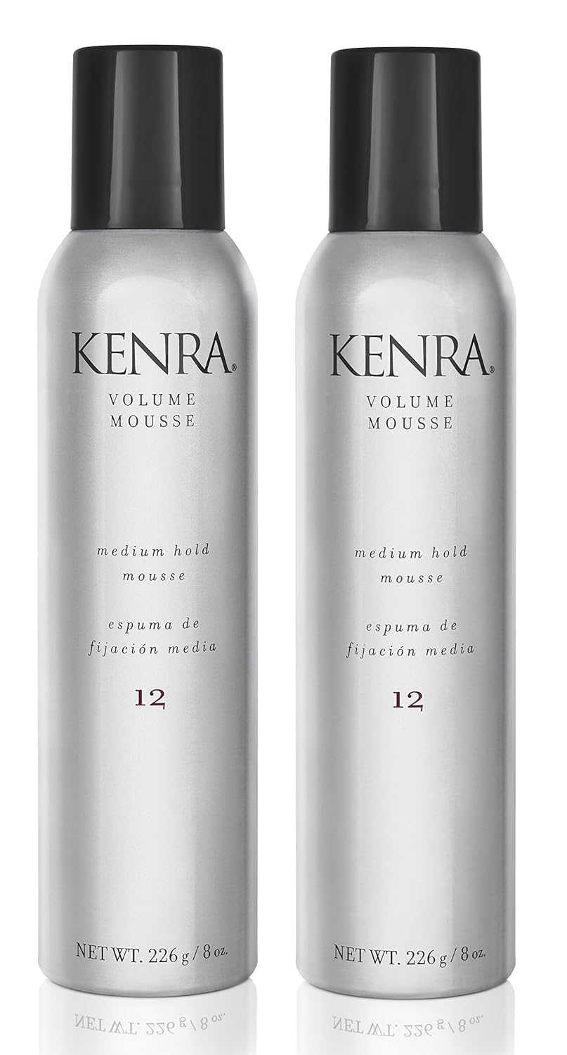 Kenra Volume Mousse 12 | Medium Hold Mousse | Non-Drying, Non-Flaking Lightweight Formulation |Styling Control Without Stiffness Or Stickiness | Tames Frizz & Conditions| All Hair Types| 8 oz (2-Pack)
