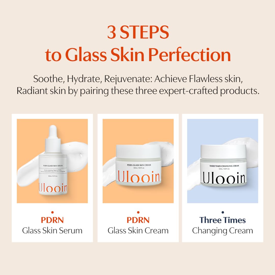 Ulooin PDRN Glass Skin Cream – K-Beauty Hydrating & Revitalizing Face Cream with PDRN & Bakuchiol | Clinically Proven by Korean Skincare Clinic | Supports Skin Barrier, Smoothness, and Deep Moisture