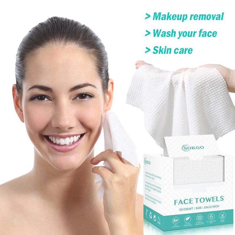 Disposable Face Towels - Extra Soft Makeup Removing Cleansing Cloths | 10"×12" 100% Pure Plant Fiber