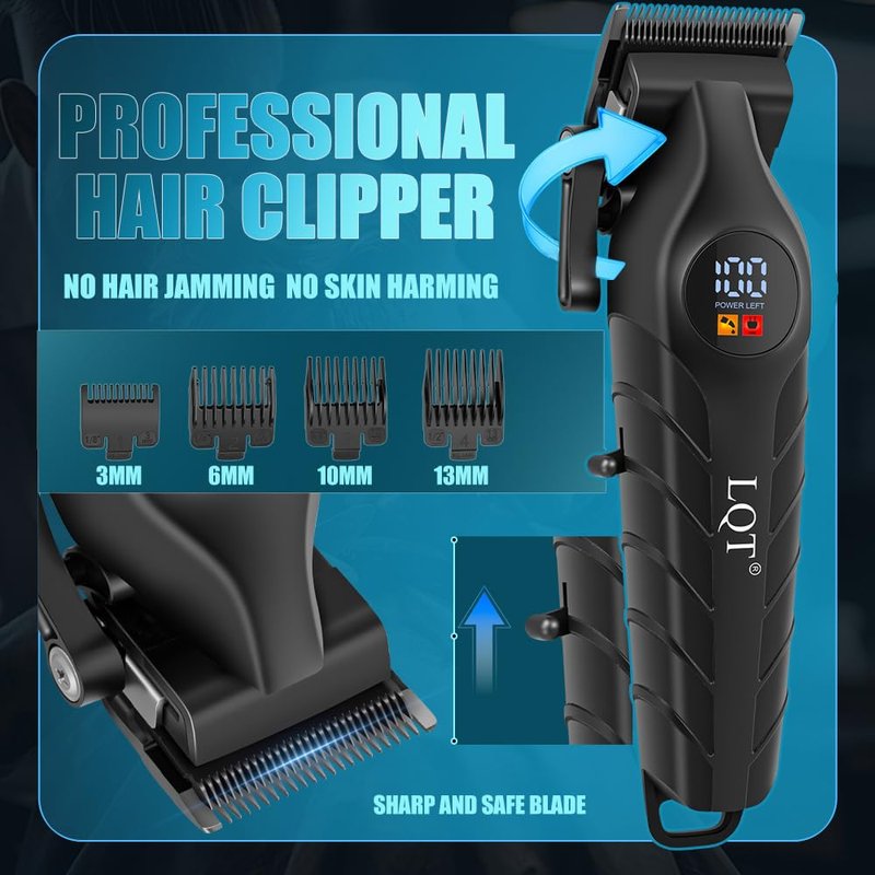 LQT Hair Clippers for Men Cordless Clippers and Trimmers Set Professional Electric Body Beard Mustache Trimmer for Men Nose and Ear Hair Trimmer with Comb, Wrap, Bag, to Son Husband Father Men's Gifts