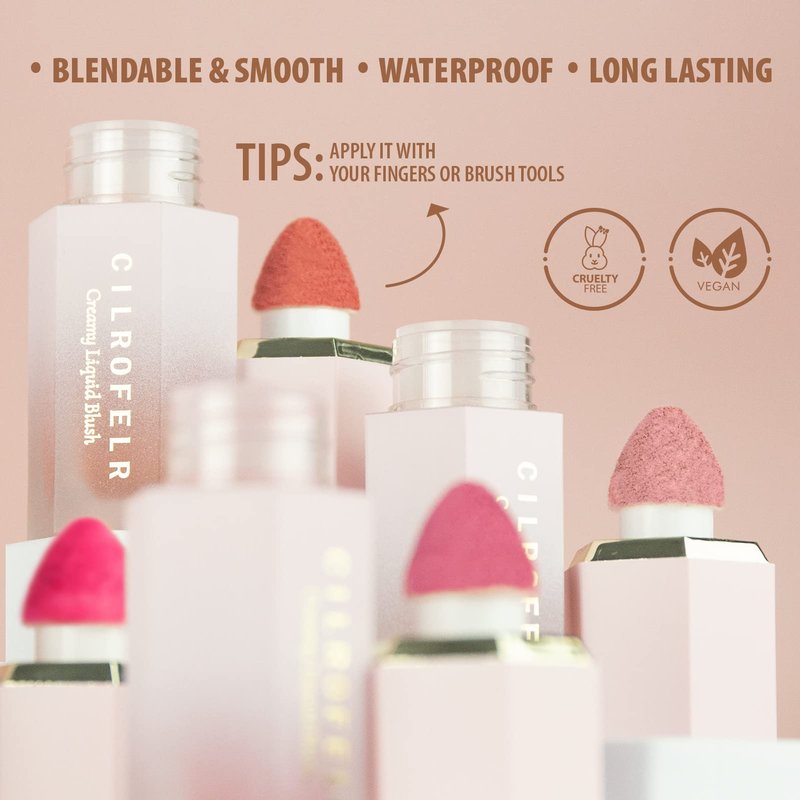 Cilrofelr Soft Cream Liquid Blush, Creamy Blush Makeup for Cheek, Dewy Finish, Buildable Pigment, Lightweight, Long Lasting, For Natural-looking Flush & Everyday Wear - Inspired (0.22 fl. oz.)