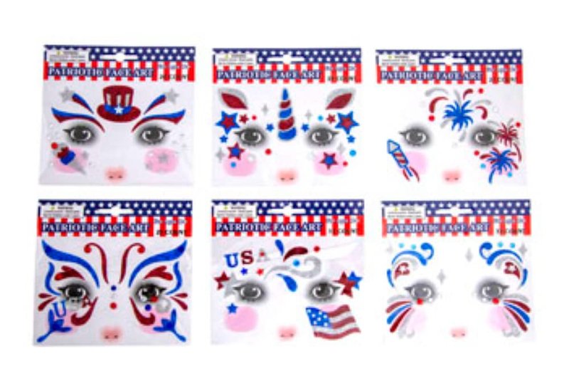 Patriotic Temporary Face Tattoos - 100 Pieces Glitter Face Art | Memorial Day 4th of July labor Day | Red White Blue Metallic Glitter | Election Party | USA