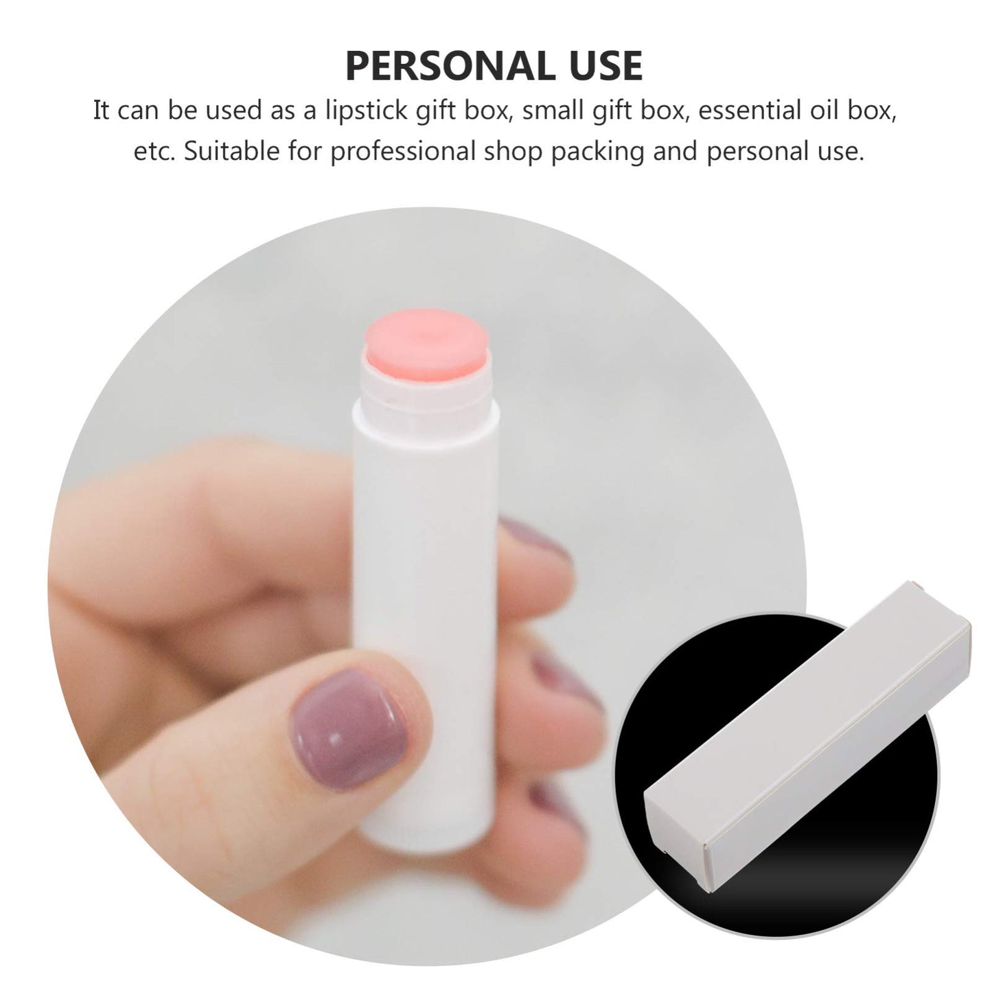 EXCEART Lipstick Pack 50 Pcs Lip Gloss Tubes Kraft Paper Packaging Boxes Lipstick Storage Boxes Lip Balm Wrapping Box (White) Paper Essential Oil Box