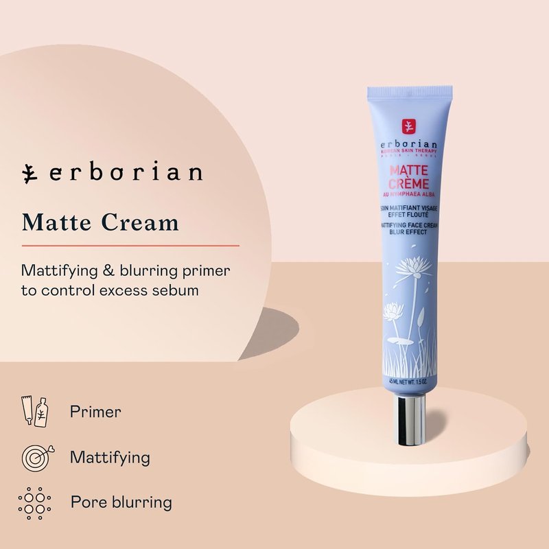 Erborian Matte Face Cream - Mattifying & Blurring Primer for Oily Skin | 1.5 Oz