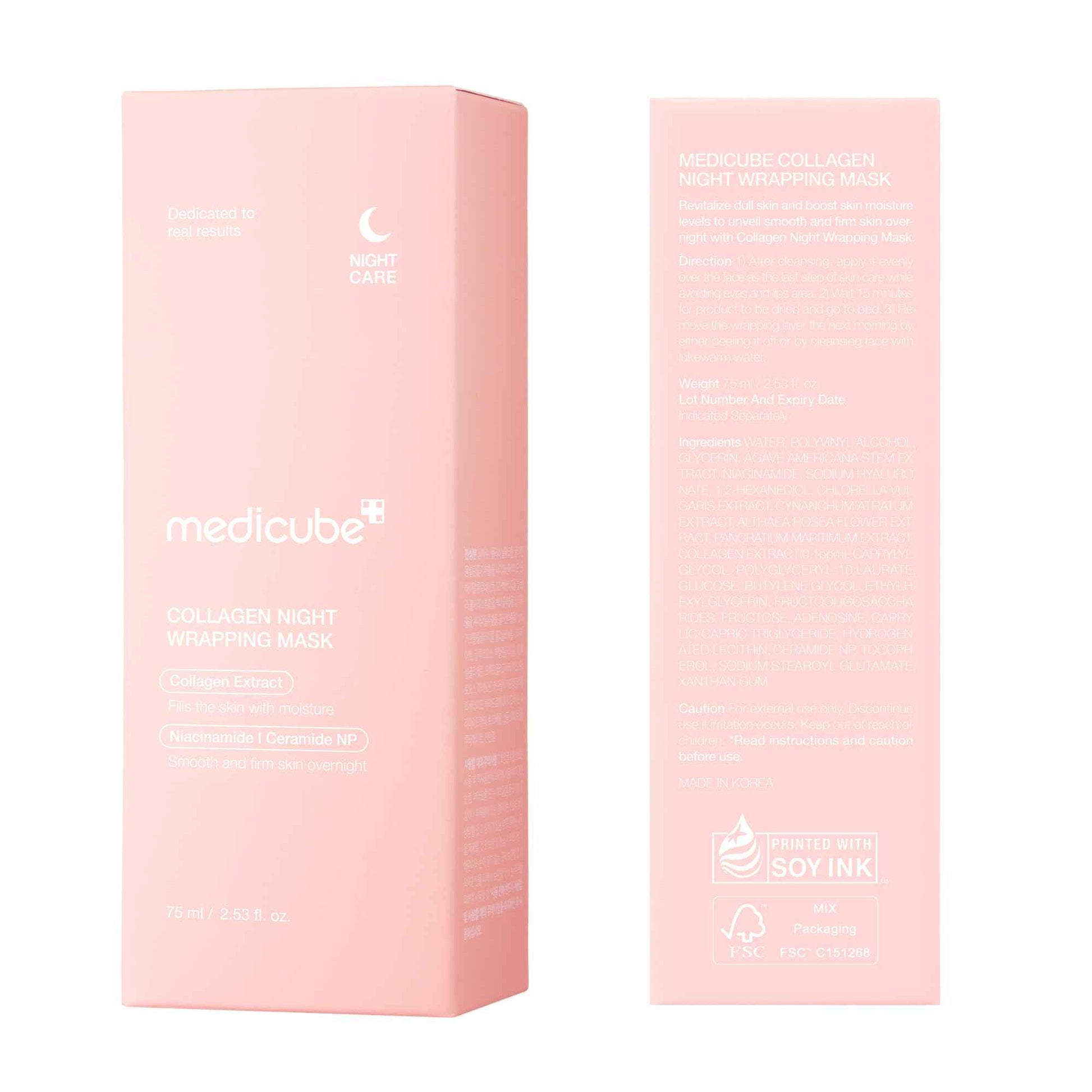 medicube Collagen Overnight Wrapping Peel Off Facial Mask Pack - Elasticity & Hydration Care, Reduces Sagging & Dullness - Hydrolyzed Collagen For Glowing Skin - Korean Skin Care, 2.53 fl.oz