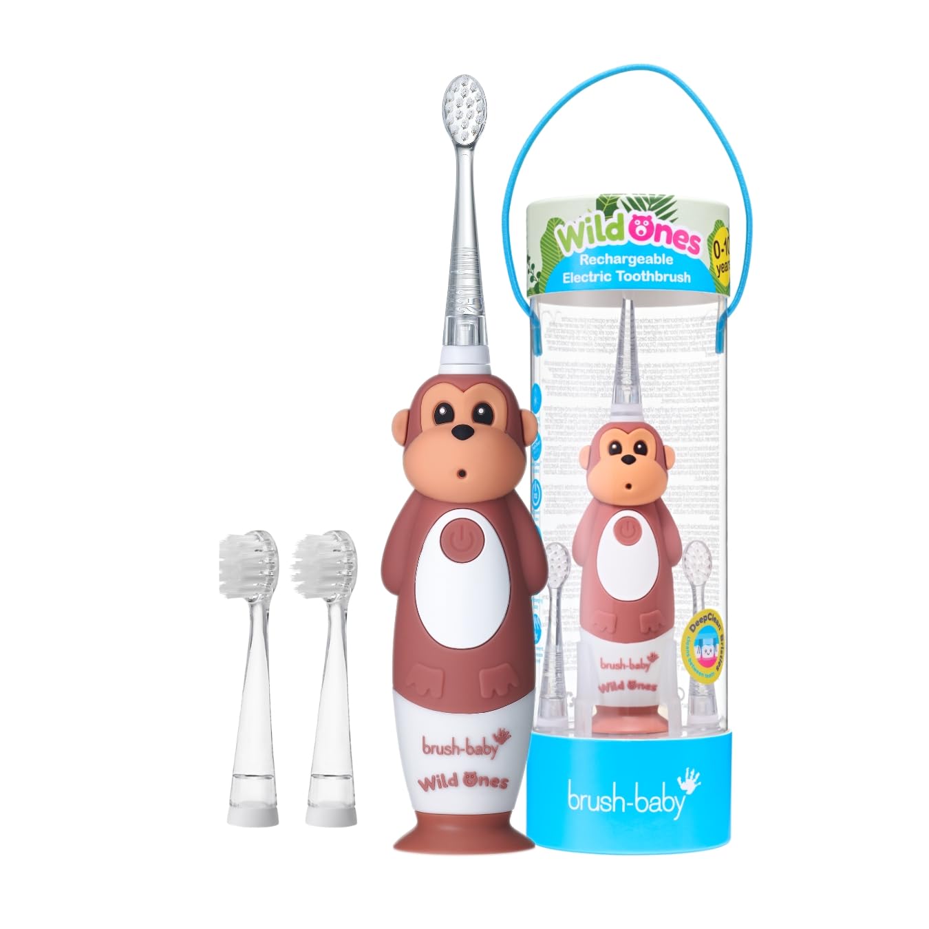 BrushBaby - WildOnes - Kids Rechargeable Electric Toothbrush, Ages 0-10 - Koala Design with Flashing Lights - DeepClean Bristles for Superior Cleaning - 2 Replacement Brush Heads, 1 USB Cable