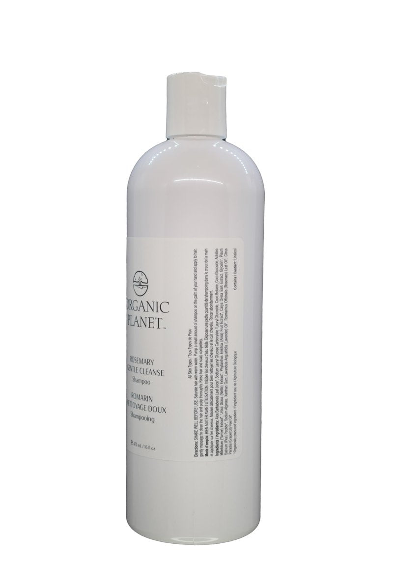 ORGANIC PLANET Rosemary Gentle Cleanse Shampoo - Stimulating Gel Formula with Organic Peppermint - Sulfate & Paraben Free Clarifying Wash - 16 fl oz