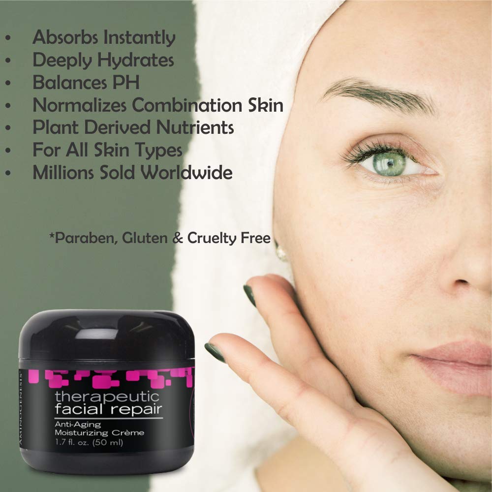 AminoGenesis Therapeutic Facial Repair w/SYTHE'6 1.7 oz Anti Aging, Moisturizer, Peptide, Amino Acids, Collagen, Elastin, Wrinkle, Dark Spot, Dry, All Skin Type Cream, Skin Renewing