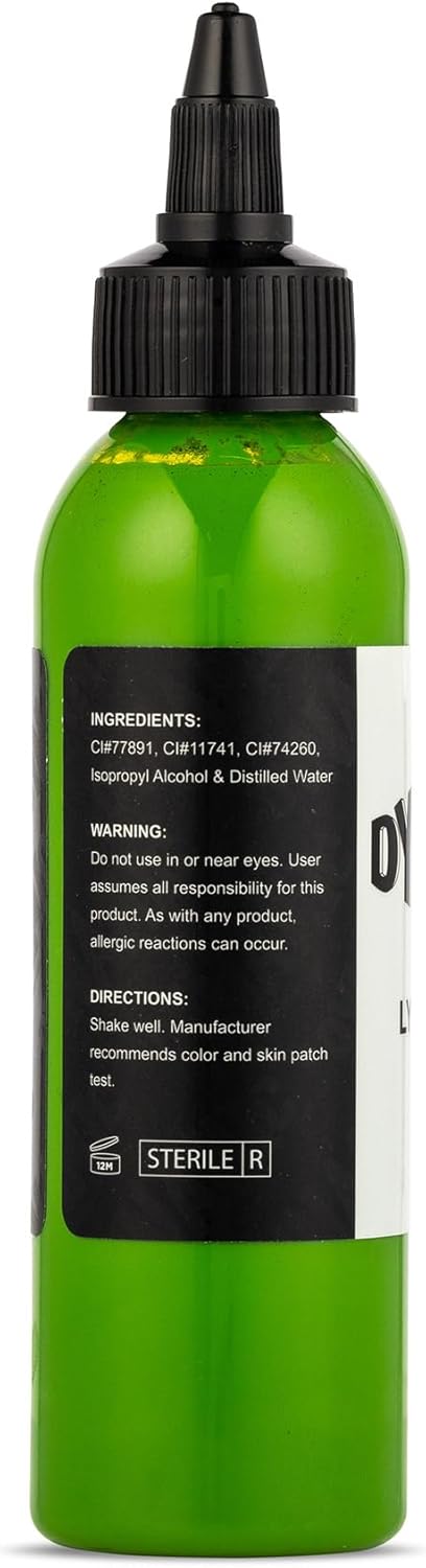 Lime Green Tattoo Ink - Vibrant, Sterilized & Vegan | 4oz USA-Made Bottle