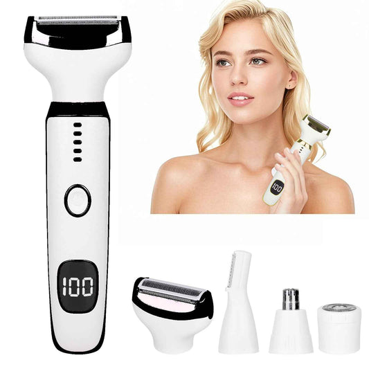 Beanify Electric Razors LED Display for Women Men, 2025 Wet/Dry Lady Shaver,4 in 1 Cordless Hair Remover with IPX7 Waterproof,Smooth & Silky Portable Bikini Electric Grooming Set (Black)