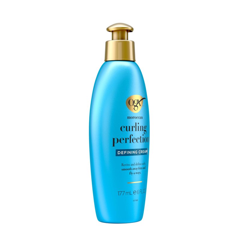 OGX Argan Oil of Morocco Curl-Defining Styling Cream, Anti-Frizz Curl Cream for Curly Hair & All Textures, Cold-Pressed Argan Oil, Paraben-Free, Sulfate-Free Surfactants, Curly Hair Products, 6 oz
