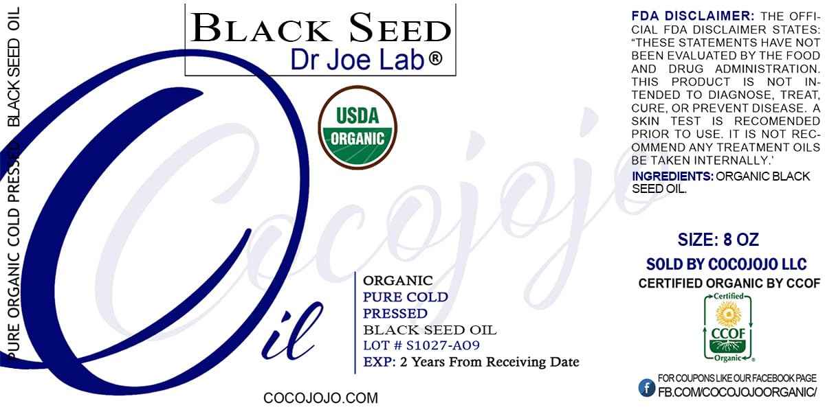 Dr Joe Lab Organic Black Seed Oil 8 oz USDA Certified Pure Natural Black Cumin Seed Oil Unrefined Cold Pressed Extra Virgin Nigella Sativa