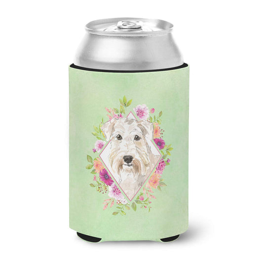 Caroline's Treasures CK4362CC Wheaten Terrier Green Flowers Can or Bottle Hugger Cooler Washable Drink Sleeve Collapsible Beverage Insulated Holder, Can Hugger, Multicolor