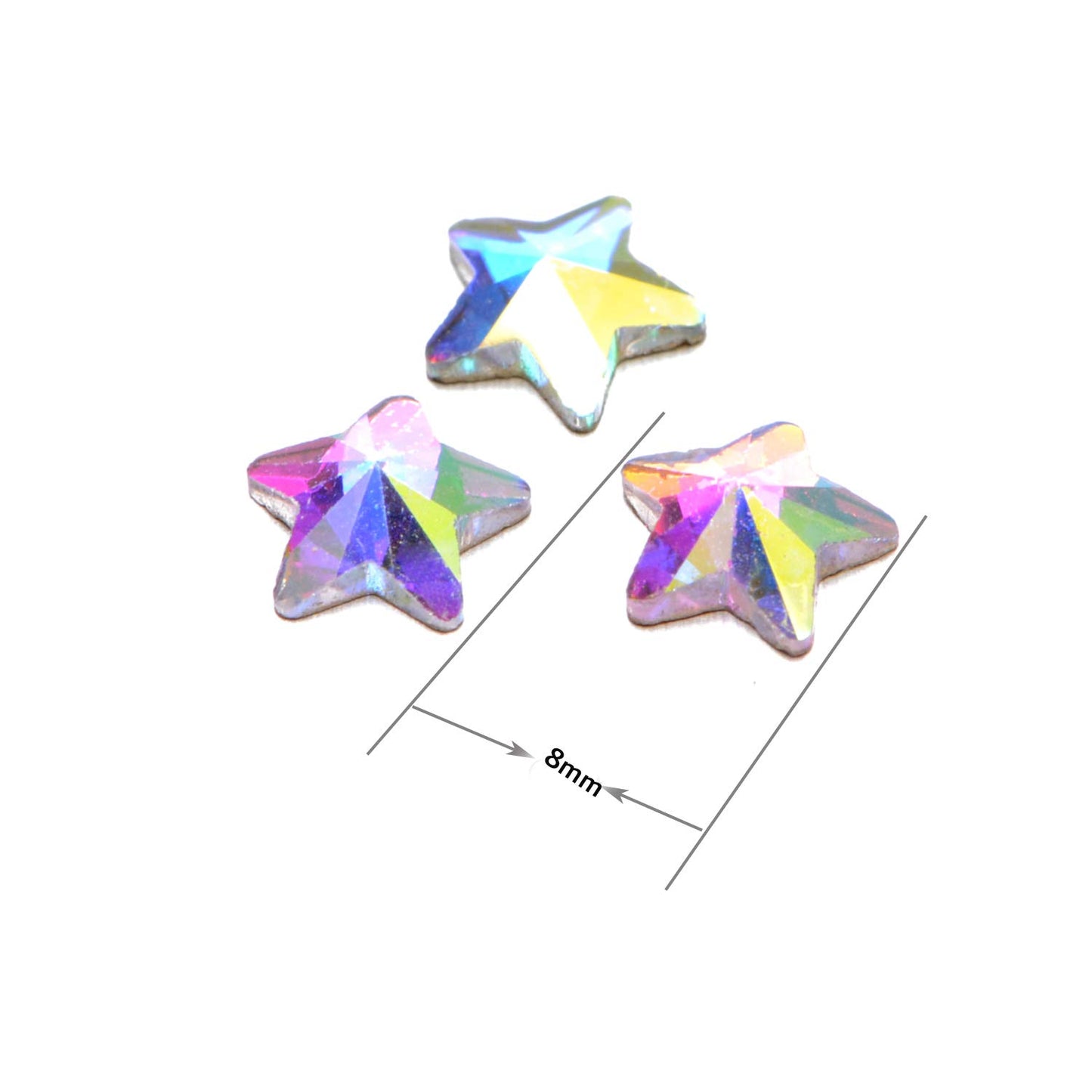 AD Beads Top Czech AB Crystal Multi-Shape Flatback Rhinestone Nail Art Decoration DIY (100 Pcs, 34. Star 8x8mm)