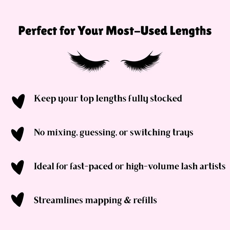 New Lengths Lash Co. Single Lengths Tays - D Curl, Ultra Black, (14mm / 0.05mm), 16 Rows, Professional Use, Classic and Volume Eyelash Extensions