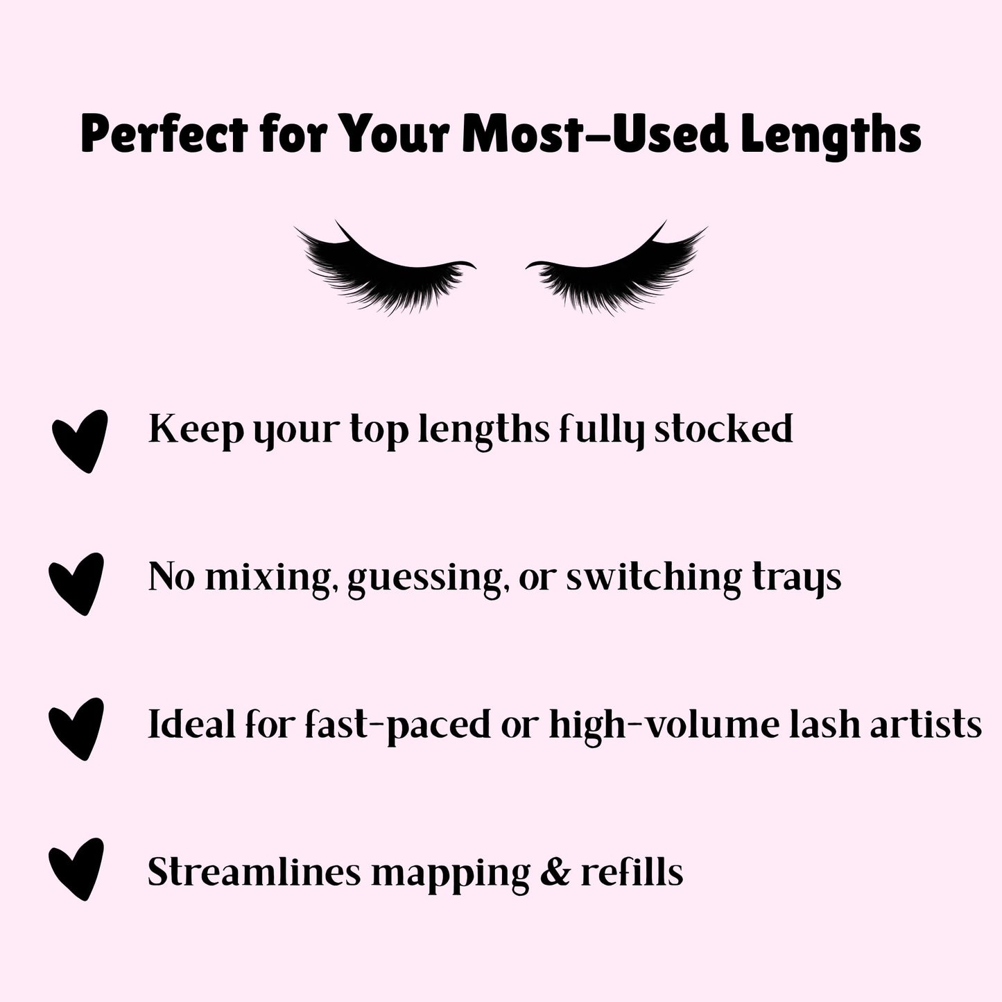 New Lengths Lash Co. Single Lengths Tays - D Curl, Ultra Black, (11mm / 0.07mm), 16 Rows, Professional Use, Classic and Volume Eyelash Extensions