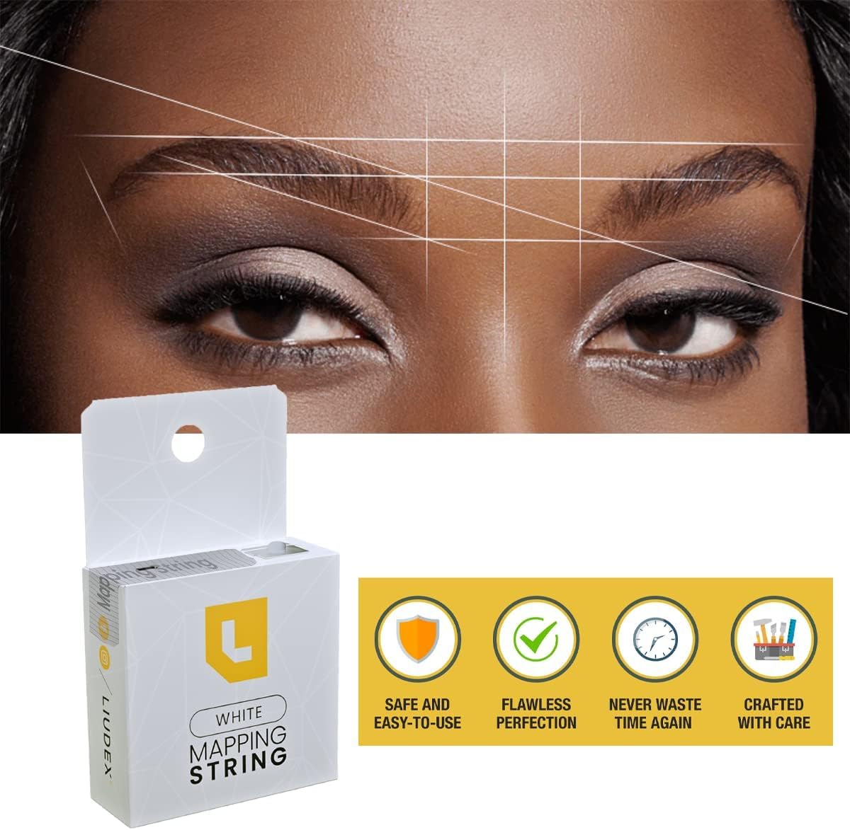 LIUDEX - Pre-Inked White Ink - Eyebrow Mapping String – an Essential Cosmetic Tool for Microblading and Waxing; Effective and Easy-to-Use White Ink Eyebrow Thread Brow Marker