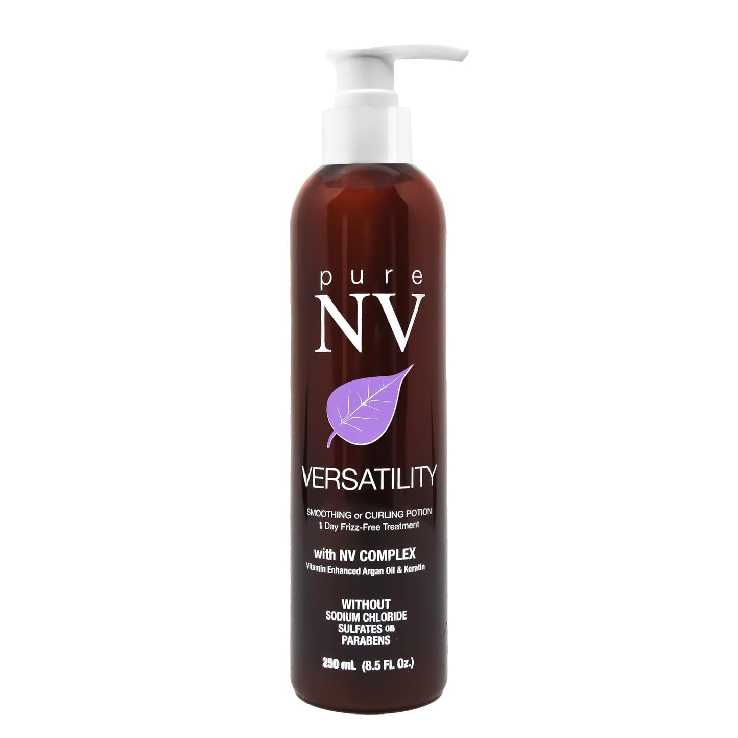 Pure NV Versatility 1 Day Frizz Free Treatment Smoothing & Curling Lotion, Made From Natural Vitamins & Minerals, Keratin, Collagen & Argan Oil Infused To Repair, Restore & Strengthen 8.5 Oz