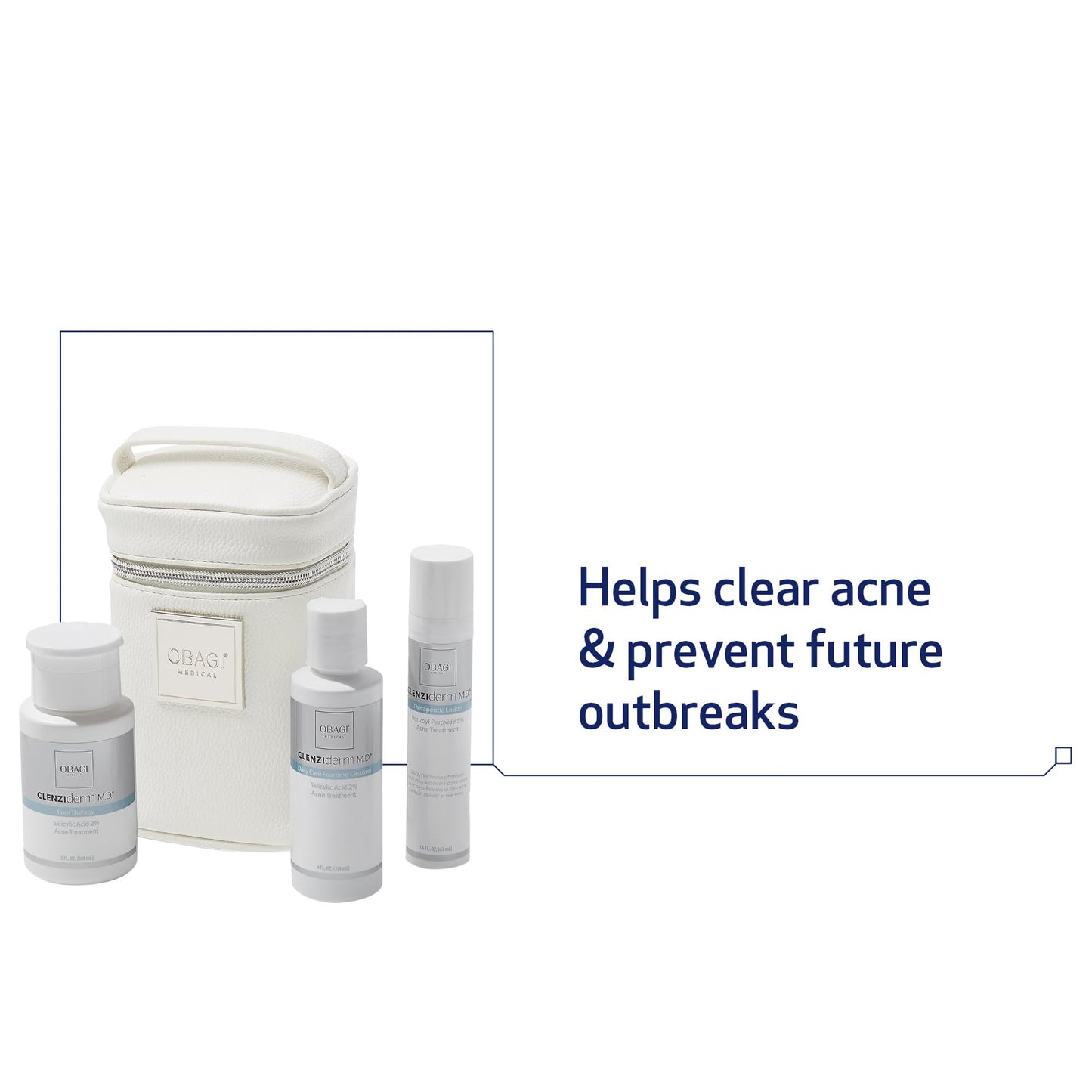 Obagi CLENZIderm M.D. Therapeutic System – 3 Step Acne Treatment System Includes 2% Salicylic Acid (BHA) Cleanser, 2% Salicylic Acid (BHA) Exfoliating Toner, 5% Benzoyl Peroxide (BPO) Acne Treatment