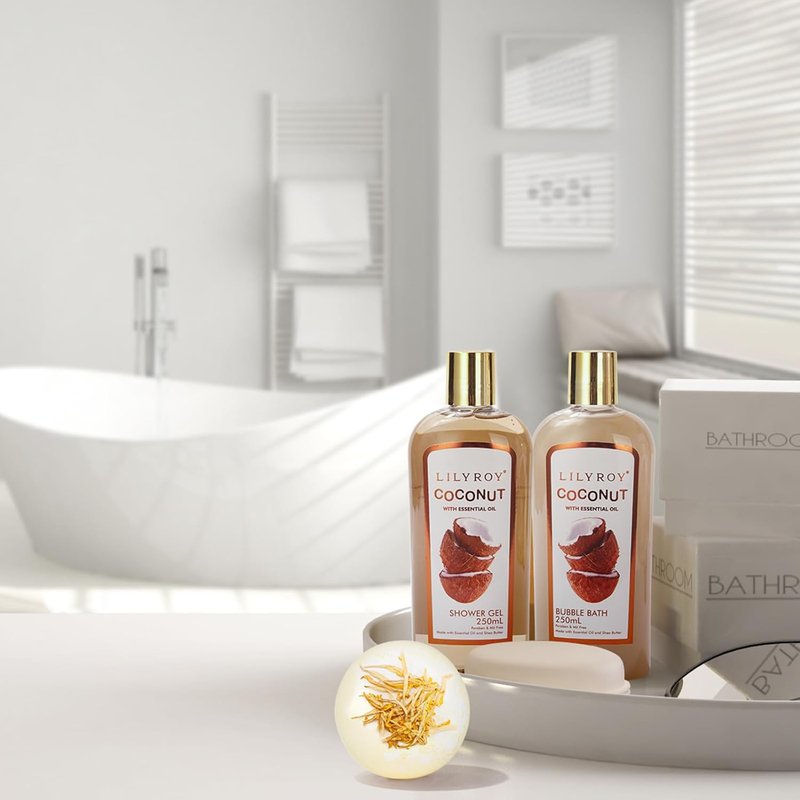 Coconut Bath and Body Gift Basket Set - Spa Kit for Men & Women | Perfect for Father's Day, Mother's Day, Birthdays & Holidays
