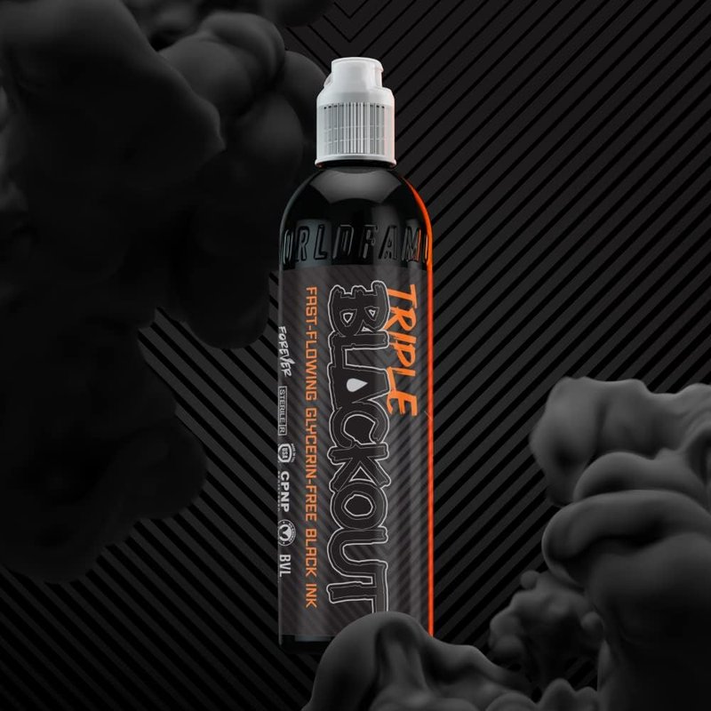 Triple Blackout Tattoo Ink - Dark & Bold Black Shade for Professional Tattooing | Vegan & Non-Toxic (8 oz)