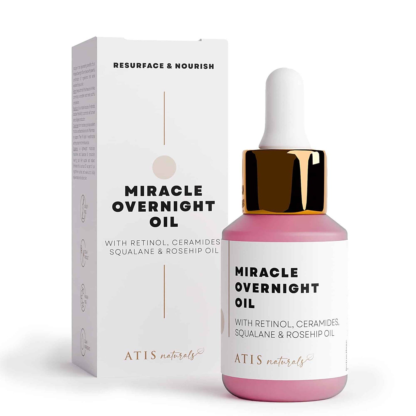 Miracle Overnight Retinol & Squalane Oil with Ceramides & Rosehip Oil for Face - Potent Anti Aging Face Serum to Reduce Fine Lines & Wrinkles | Gua Sha Oil, Retinol Serum