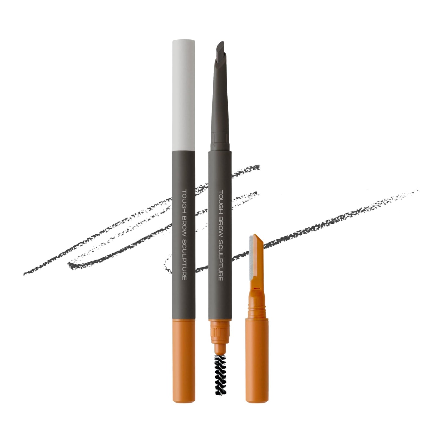 ENTROPY MAKEUP Tough Brow Sculpture Pencil, 3-In-1 Eyebrow Pencil with Built-In Razor & Brush, Smudge-Free, Long-Lasting, Natural Finish, Cool Gray (Charcoal)
