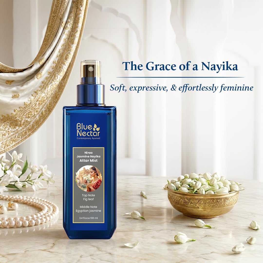 Blue Nectar Maharani Rose Attar Mist with Cumin & Sandalwood | Long-Lasting Perfume Mist for Women | Floral Essence | Travel-Friendly Body Mist Spray (3.38 Fl Oz)